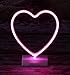 YiiY Pink Heart Shaped Neon Light Desk Table Lamp/LED Figurine Lamps Lights with Timers/Battery Operated Neon Sign for Nursery,Table Decorations,Kids' Room,Living Room,Bedroom (Pink-Heart)