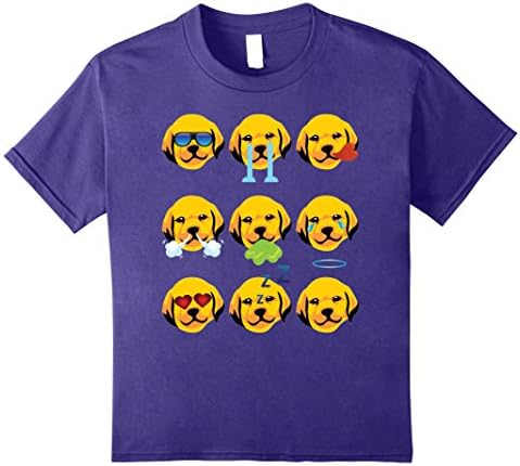 Kids GOLDEN RETRIEVER Dog Nine Emotions Face Funny T-Shirt Gift 12 Purple