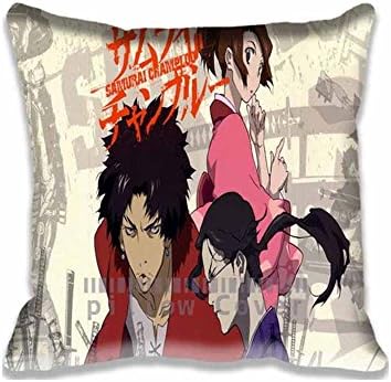 Zippered Throw Pillow Cover Cushion Case Samurai Champloo - Mugen, Jin, and Fuu Pillow Protector With Zipper