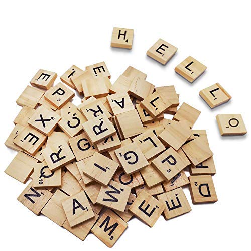 LoengMax 500PCS Wood Letter Tiles - Wooden Scrabble Tiles for Crafts & DIY Gift Decoration