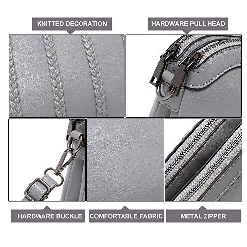 Crossbody Bag for Women Small Leather Phone Purse Wallet Shoulder Bag Trendy Ladies Wristlet Clutch(Gray) - Thumbnail 6