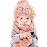 Datework Hat + Scarf ,Cute Baby Kids Girls Boys Warm Woolen Coif Hood Scarf Caps Hats (Pink) by Datework Baby
