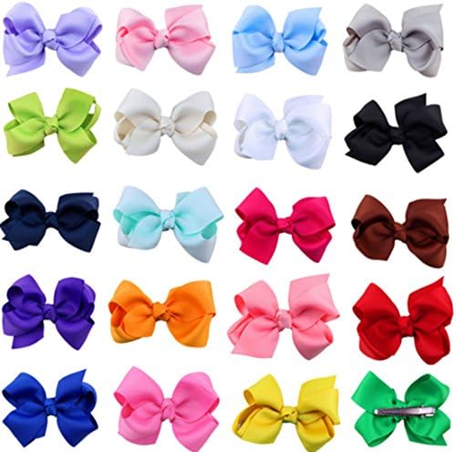 Abbyling68 3.2'' Girl Grosgrain Ribbon Headbands Boutique Hair Barrettes bows 20pcs