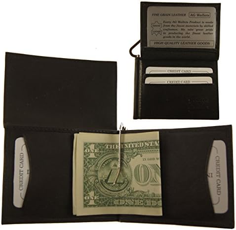 Mens Genuine Leather Cowhide Black L Shape Bifold Money Clip Wallet