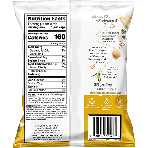 Off The Eaten Path Hummus Chips, Rosemary & Olive Oil, 1.25oz (Pack of