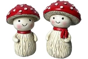 Resin Mushroom Garden for SCULPTURE Set – Adorable Red & White Fungus-Shaped Lawn Ornament for Outdoor Garden, Patio, or Indo