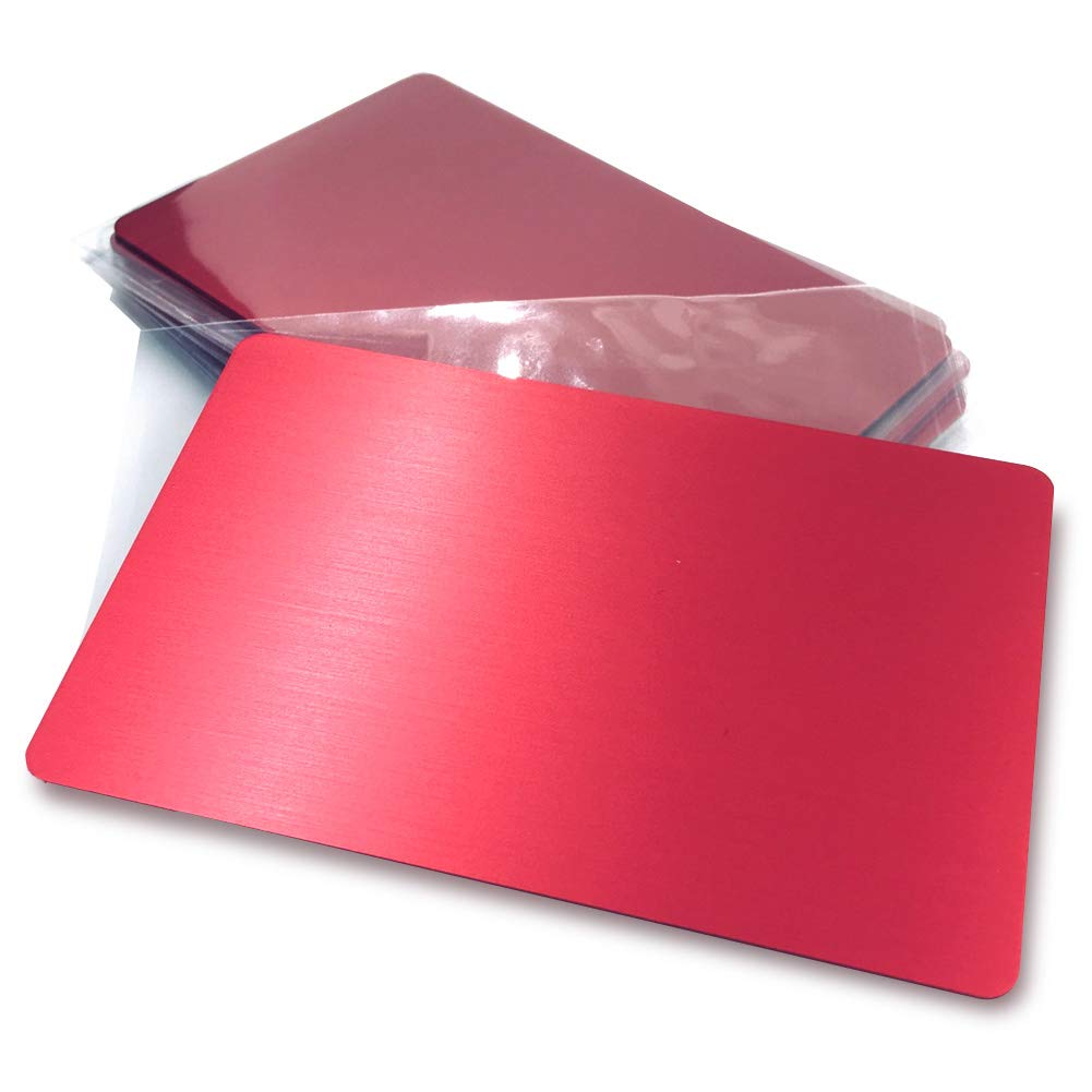 ebamaz Metal Business Cards Anodized Aluminum Plate Plaque DIY Gift Lable Tag 86X54X0.8mm (Red, 10PCS, Blank)