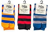 V-Toe Tabi Flip Flop Socks Stripes - 3 Pairs