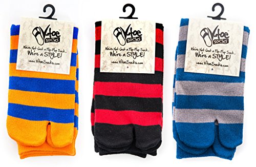 V-Toe Tabi Flip Flop Socks Stripes