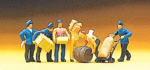 Delivery Men (6) w/Crates HO Scale Preiser Models