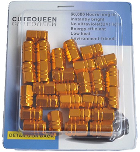 image for Cutequeen 28pcs Golden Aluminum Tire Rim Wheel Valve Stem Caps - Golde