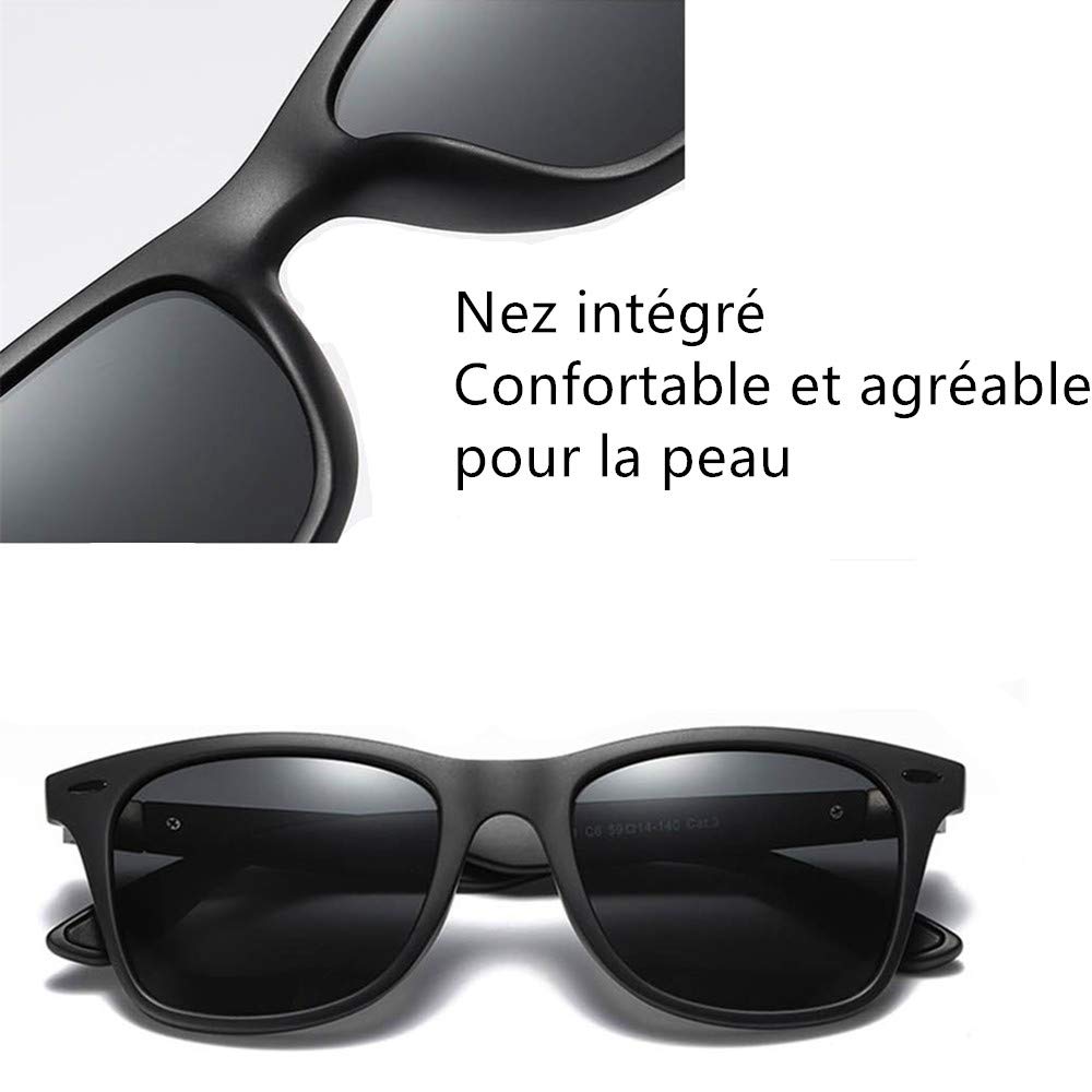 Lunettes de Soleil polarisées Homme Femme/Sports Eyewear réfléchissantes avec Sports de Plein air d\'été Conduite pêche Alpinisme Lunettes de Soleil Hommes (Black)