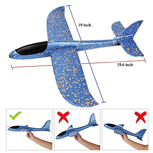 O-Toys 4 Pack Airplane Toy for Kids Throwing Foam Plane Set Large Indoor Outdoor Flying Toy for Boys Girls - Throw Planes Playing on Garden Beach Park (19 Inch)