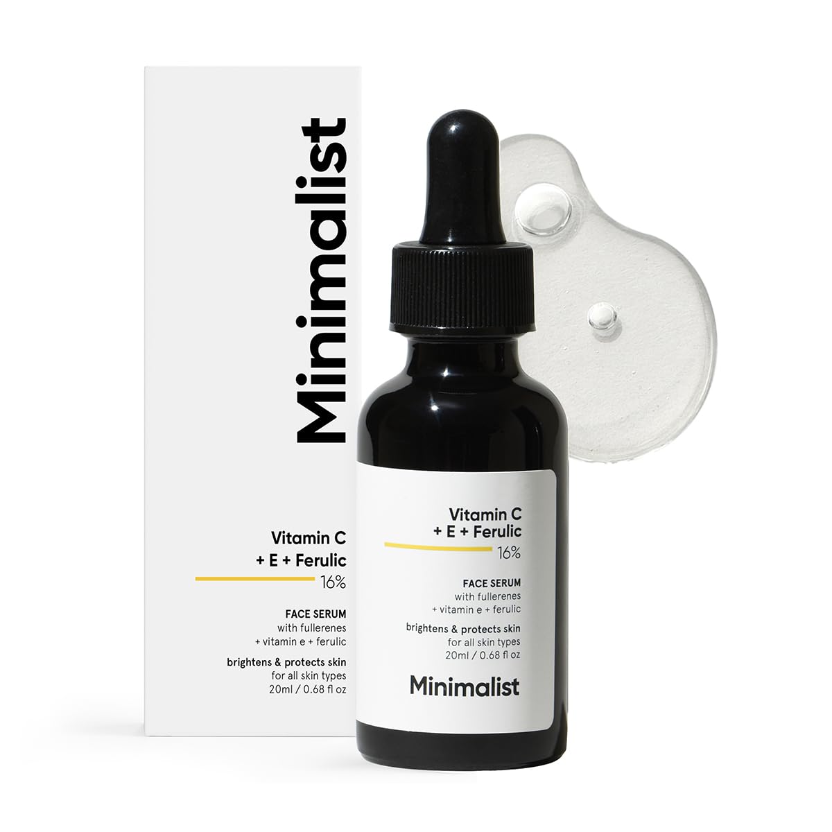 Minimalist 16% Vitamin C Serum With Vitamin E & Ferulic Acid to Enhance Brightness, White, 20 ml (Pack of 1)