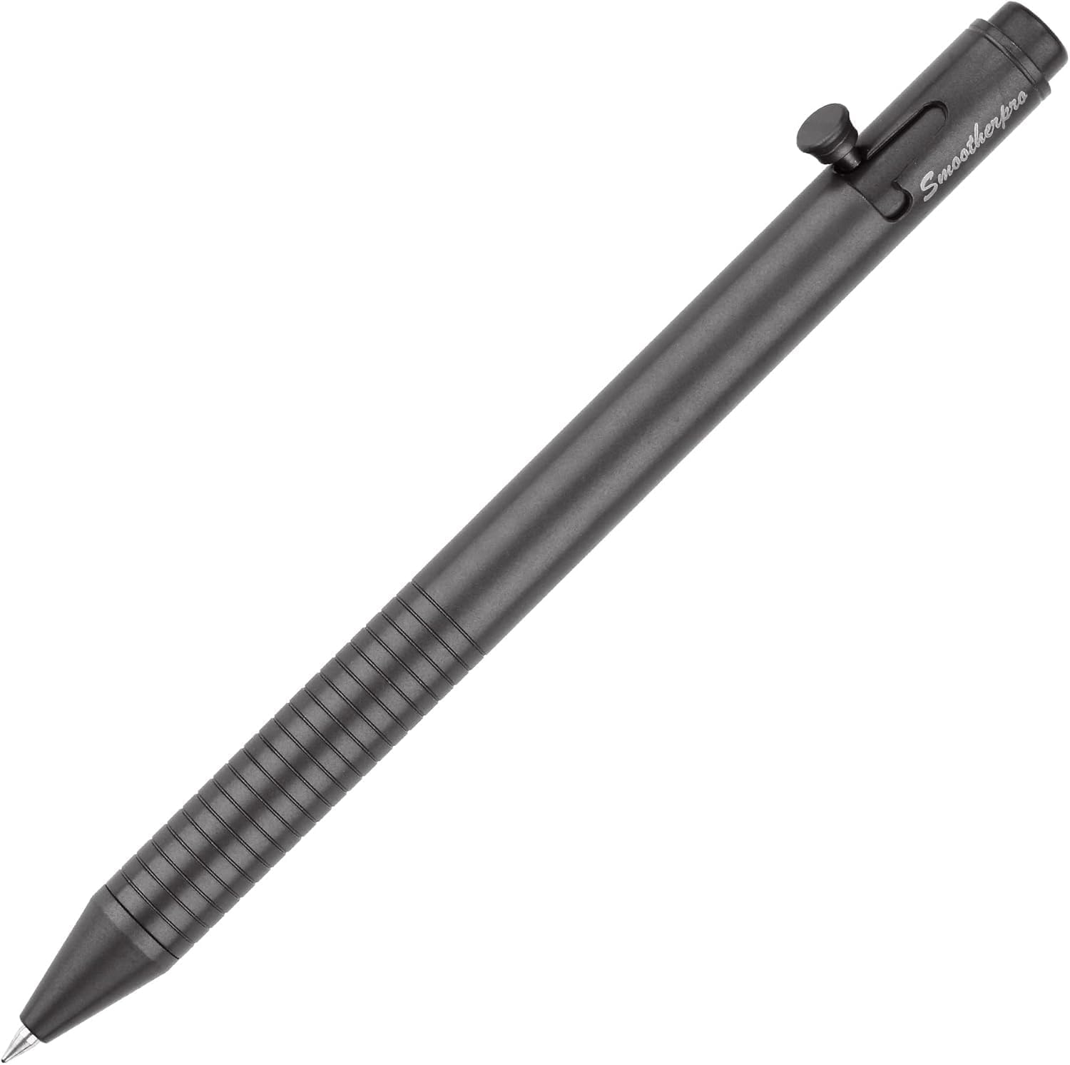 SMOOTHERPRO Titanium Ballpoint Pen Retractable Gel Pen Compatible with Pentel Refill Lightweight Slim Shape for Pocket Business EDC Signature Color Gray (Ti141)