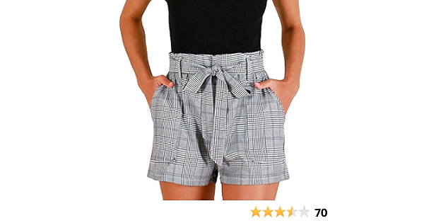 Women Plaid Summer Casual Shorts 