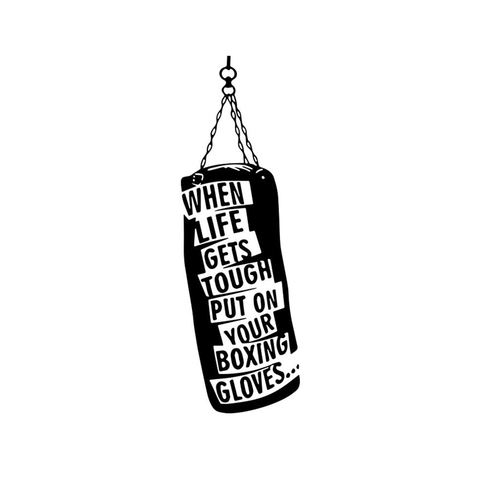 Vosarea Vinyl Wall Art Inspirational Quotes and Saying Home Decor Decal Sticker When Life Gets Tough Put On Your Boxing Gloves Punch Bag
