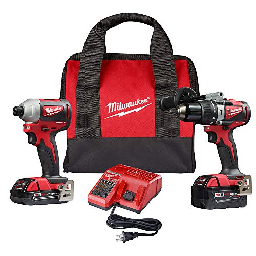 Milwaukee 2893-22CX M18 18V Lithium-Ion Brushless Cordless Hammer Drill/Impact Combo Kit (2-Tool) with 2 Batteries