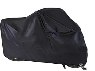 Motorradabdeckung, Senders Motorradgarage Winterfest Wasserdicht 190T Motorrad Abdeckplane Outdoor mit Schlosslöcher Staubdicht Abdeckplane für Harley-Davidson, Honda, Suzuki (245 * 105 * 125 cm)