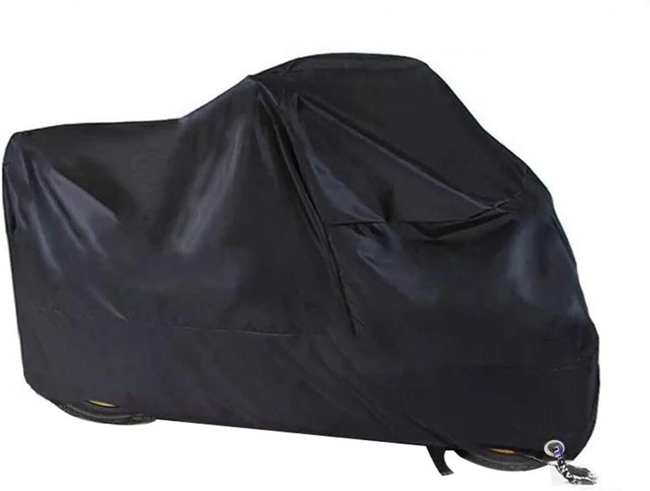 Motorradabdeckung, Senders Motorradgarage Winterfest Wasserdicht 190T Motorrad Abdeckplane Outdoor mit Schlosslöcher Staubdicht Abdeckplane für Harley-Davidson, Honda, Suzuki (245 * 105 * 125 cm)
