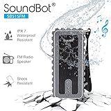 SoundBot SB515FM FM RADIO Bluetooth Wireless Shower Speaker IPX7 Shock-Proof Weather Resistant Portable Radio Tuner w/Auto-Scan,15Hrs Playback Music Streaming,PremiumHD Acoustic Sound-Grey