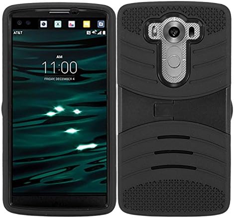 For LG V10 - UCASE Hybrid Heavy Duty Dual Layer with Silicon Rugged Shell Protective Phone Case Cover with Kickstand - Black UCASE