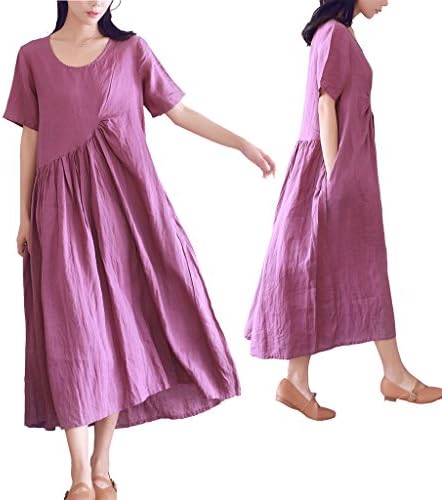 Eazon Women Dresses Casual Cotton Linen Dress Plus Size Maxi Dresses For Women