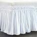 Cozylife Three Fabric Sides Wrap Around Elastic Solid Bed Skirt, Easy On/Easy Off Dust Ruffled Bed Skirts 16 Inch Tailored Drop (White, Twin)
