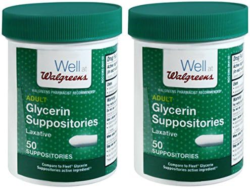 Walgreens Adult Glycerin Suppositories Laxative, 50 ea (Pack of 2)