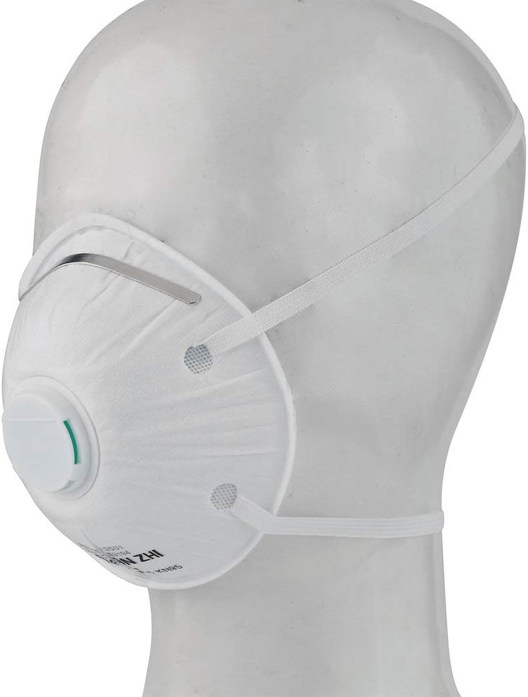 10 Pcs RoxTop FFP2 Face Mask N95 Masks Face Masks with Head Strap Breathing Valve Masks Perfect for Outdoor Construction and Daily Use(White) (2Pack)
