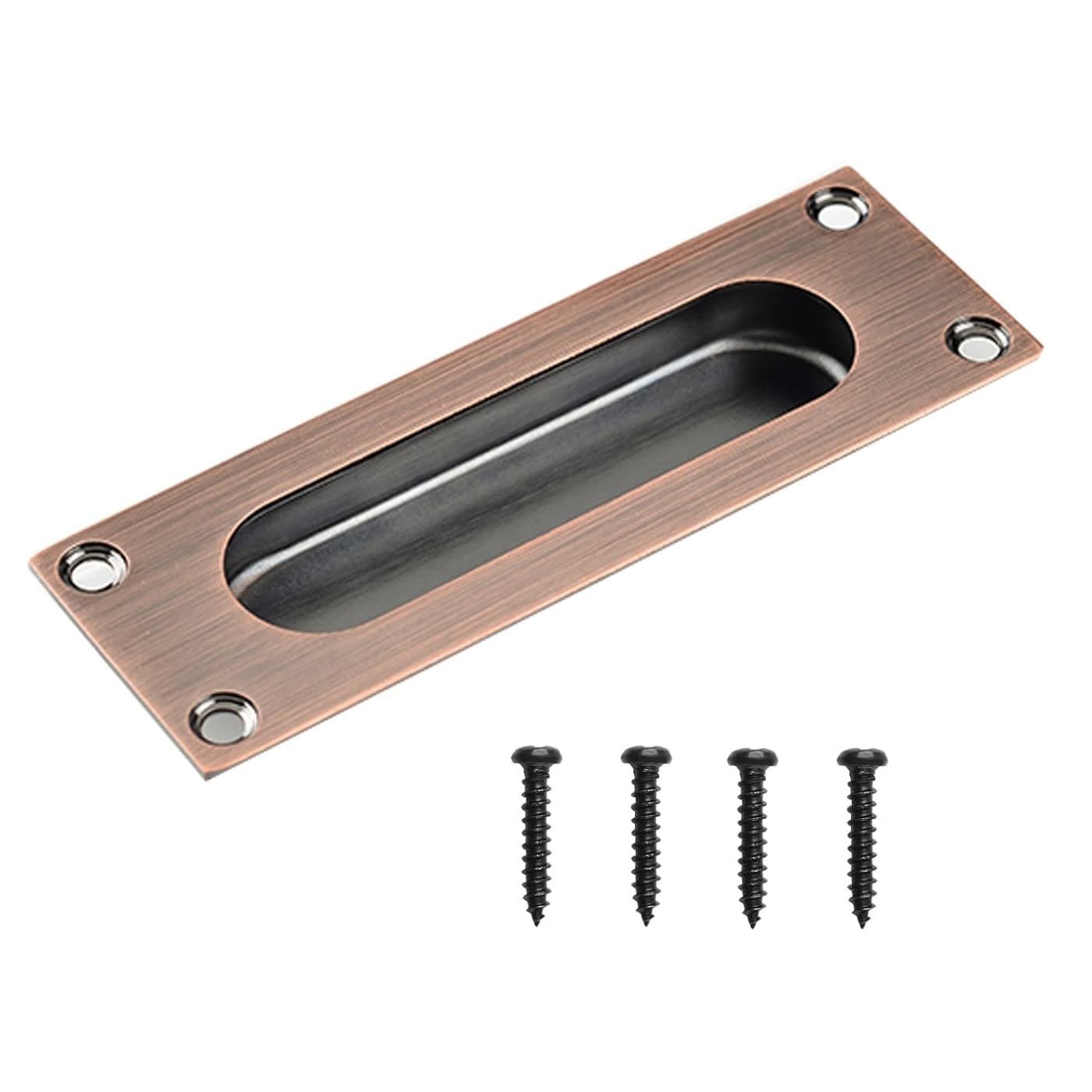 MiJunHD Recessed Flush Door Handles Stainless Steel Cabinet & Furniture Door Pulls Red 120 * 40mm Rectangle Handles/Pulls for Interior & Closet Doors — image 1