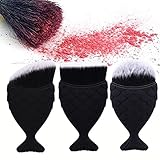 MAANG 3PCS/Set Rose Gold Fish Scale Makeup Brush Fishtail Bottom Brush Powder Blush Makeup Cosmetic Brush (Black)
