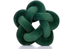 Wadser Knot Plush Throw Pillow Kids Handmade Knotted Star Pillow Soft Sofa Lumbar Cushion Stuffed Cushion Home Office Children Room Decor, Emerald Green