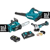 Makita XT274PTX 18V X2 (36V) LXT Lithium-Ion Cordless 2-Pc. Combo Kit (5.0Ah) and Brushless Angle Grinder