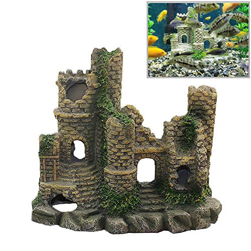 Ancient Castle Cave Resin Roman Column Aquarium Decorations Fish Tank Rock Ruins Plants Decor Aquarium Decoration Ornaments Castle One Size