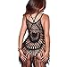shermie Women's Handmade Crochet Swimsuit Cover UPS Short Halter Beach Dresses with Tassels