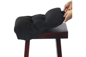 BUYUE Seat Cushion for Saddle Stool, Luxury Triangle Fashion Jacquard with Anti-skid Silicone Bar Stool Cushion Padded (Black, Rectangular,1 Count)