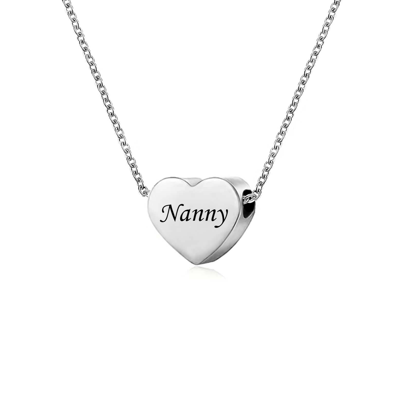KunBead Jewelry I Love You Silver Nanny Nan Nana Birthday Necklace Gifts from Grandchildren