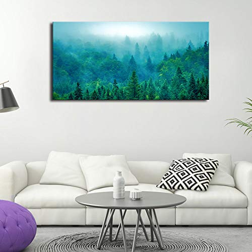 arteWOODS Green Forest Wall Art for Living Room Decoration Large Nature