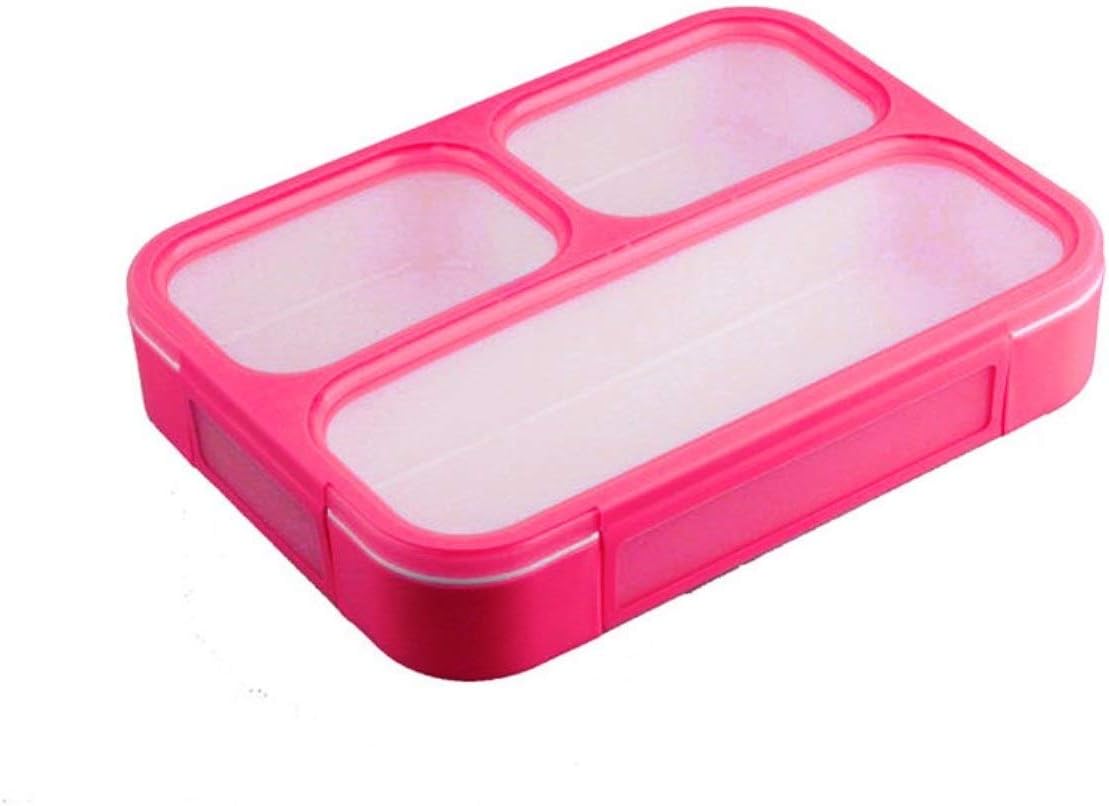 DEALPICK Superior Quality BPA Free 3 Compartment Lunch Box with Spoon 1000ML - Majenta Pink