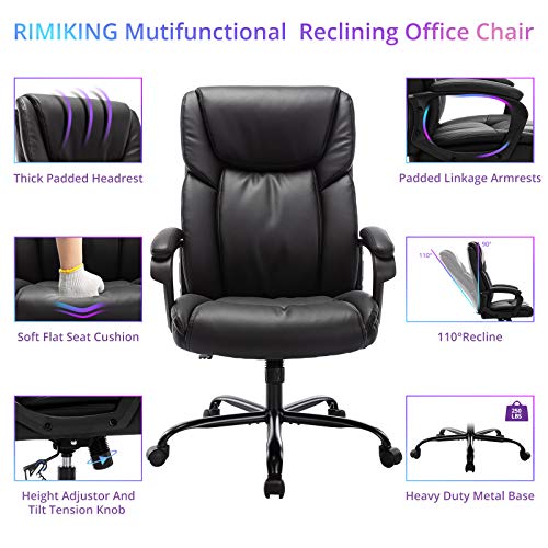 Rimiking Office Chair Executive Desk Chair PU Leather Reclining