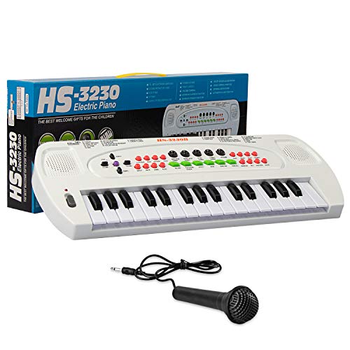 SAOCOOL Keyboard Piano for Kids, 32 Keys Multifunction Electronic Kids Piano Keyboard Music Toy Instruments for Kids with Microphone (White)
