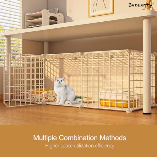 Beauenty Pet Playpen with Toilet Area, Portable Dog Fence for Isolation, Free Combination Pet Play Fence for Indoor and Outdoor, Easy to Assemble, White (127 * 75 * 47cm)
