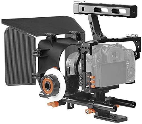 Andoer C500 Aluminium Alloy Camera Cage Kit, 15mm Rod, Matte Box, Follow Focus for Panasonic GH4, Sony A7 Series