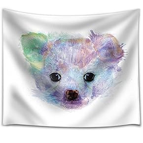 Fun and Colorful Splattered Watercolor Chihuahua Puppy - Fabric Tapestry, Home Decor - 51x60 inches