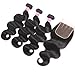 VRBest Hair Brazilian Virgin Hair Bundles With Closure Unprocessed Brazilian Body Wave Human Hair Extensions With Lace Closure Three Part (14 16 18 with 12inch)