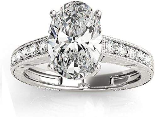 18k Gold Diamond Accented Oval Engagement Ring Setting in .10ct