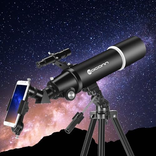 Telescopio de astronomía para Adultos, 80 mm de Apertura, 600 mm, portátil, para Principiantes y niños, con trípode, Adaptador de teléfono, Mochila