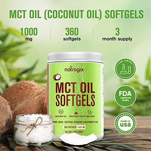 Natrogix MCT Oil Capsules/Virgin Coconut Oil Softgels, 360 Count3