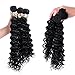 Yonis Deep Wave Hair Extensions Weft Weave Natural Black Color 3 Bundles Synthetic Human Hair Mixed Length (16
